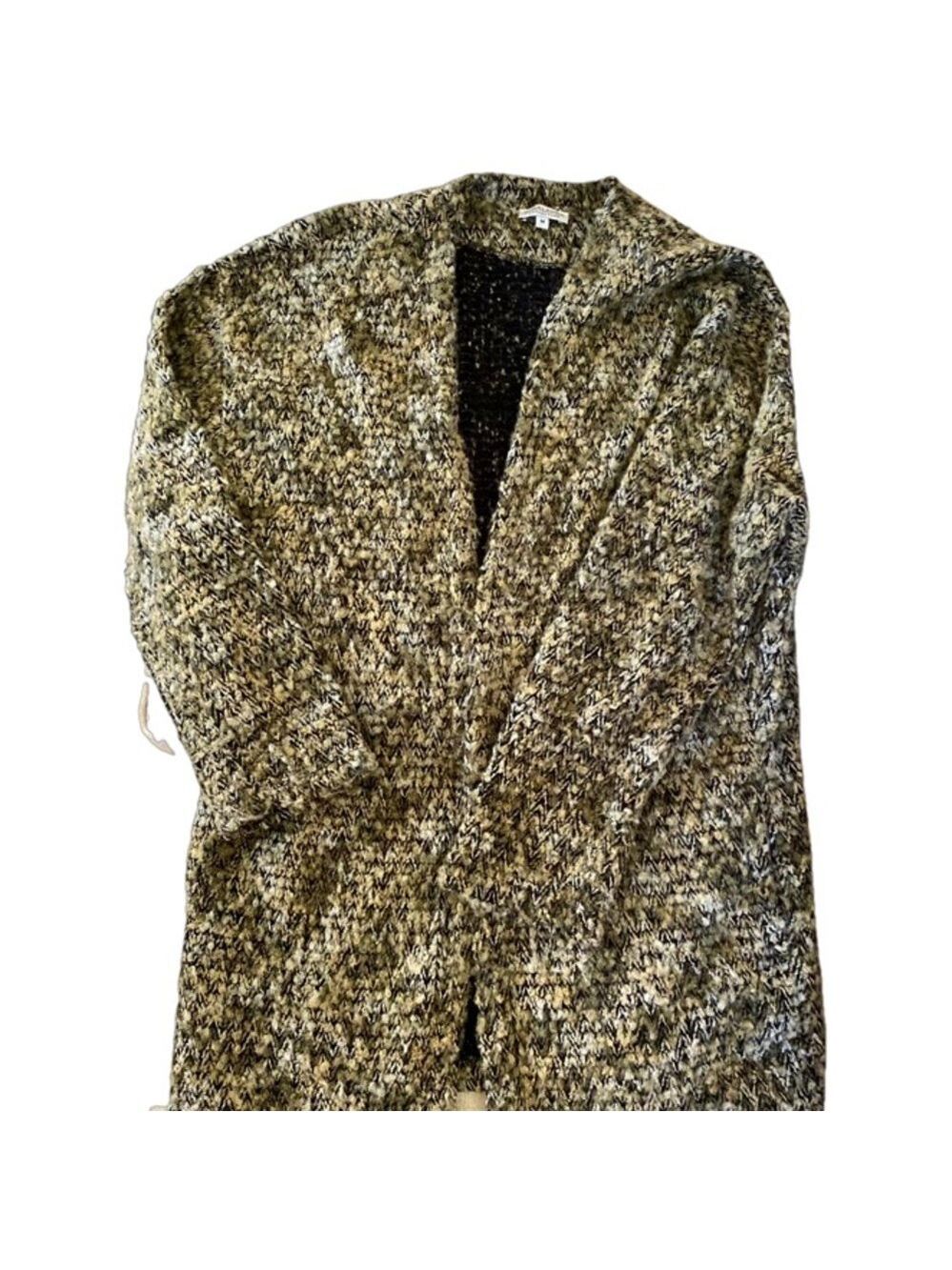 Gina Laura Collection Sweater Open Cardigan Dress Nubby Yarn Gn Gray Br Size M